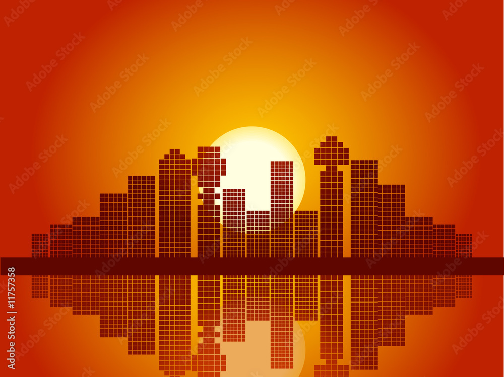 abstract city sunset