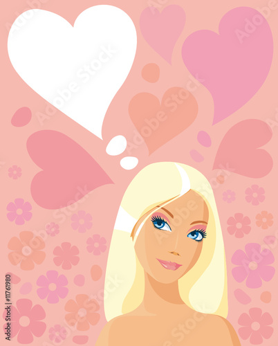 Beautiful blond girl dreaming of love