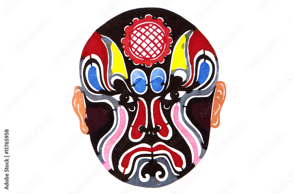 Chinese Beijing opera red mask on white