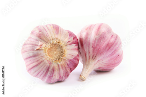 Purple Garlic isolated on white