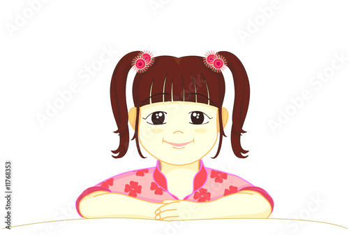 a little girl smiling with hair tie up two side