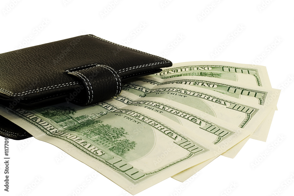 hundreds of dollars and leather wallet hundreds of dollars and leather wallet