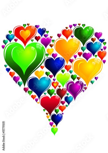 coeurs multicolores