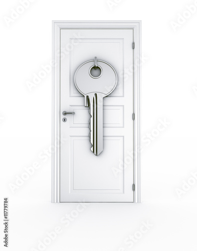 Door with giant key