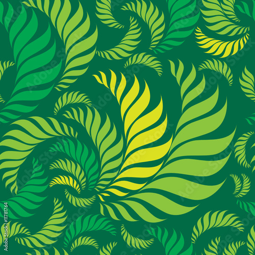 Seamless green floral pattern with fern leafs