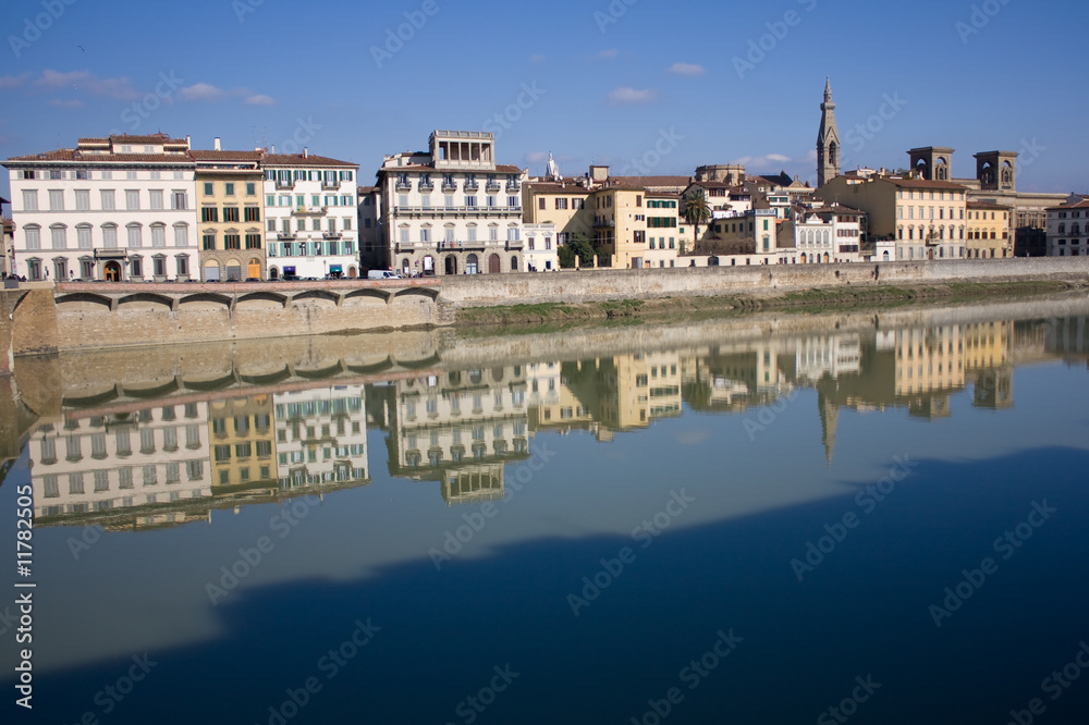 Buildings Reflected in The River - Florence, Italy