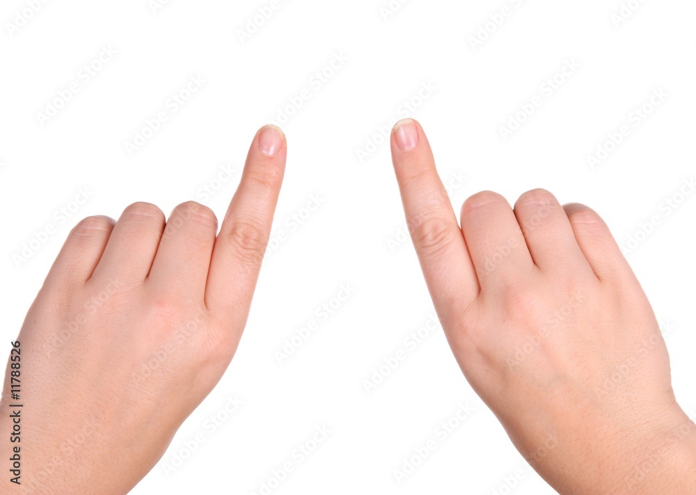 Two pointing hands on white background Two pointing hands on white background