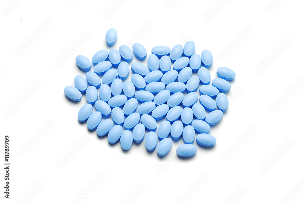 blue pills isolated