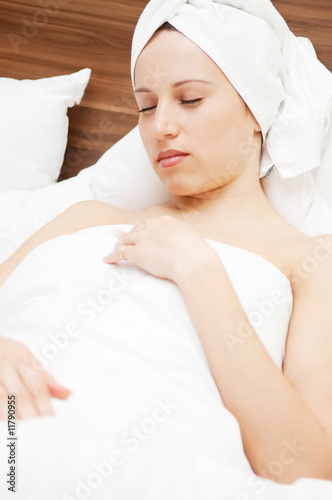 woman sleeping in bed