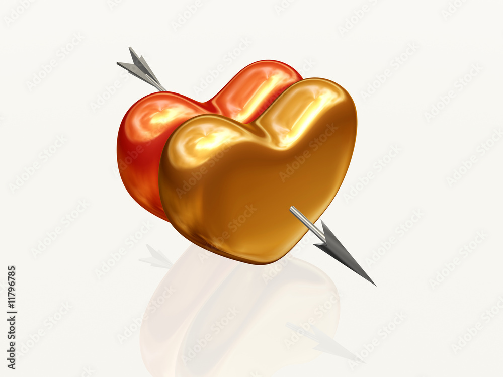 Obraz premium Two hearts with arrow