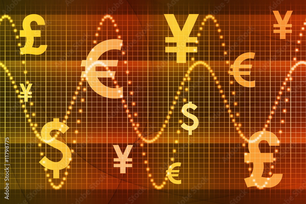 Naklejka premium Orange Global Currency Business Abstract Background