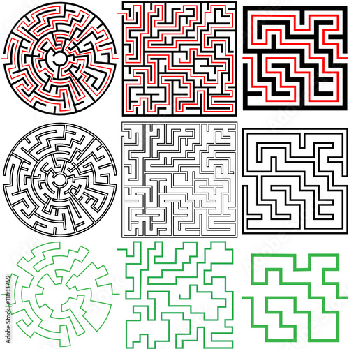 set 3 maze puzzles solutions in variations outline