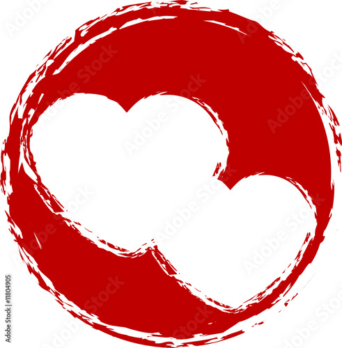 Valentine frame with two hearts