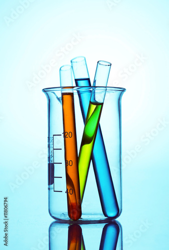 test tubes with colorful liquid in the chemical laboratory