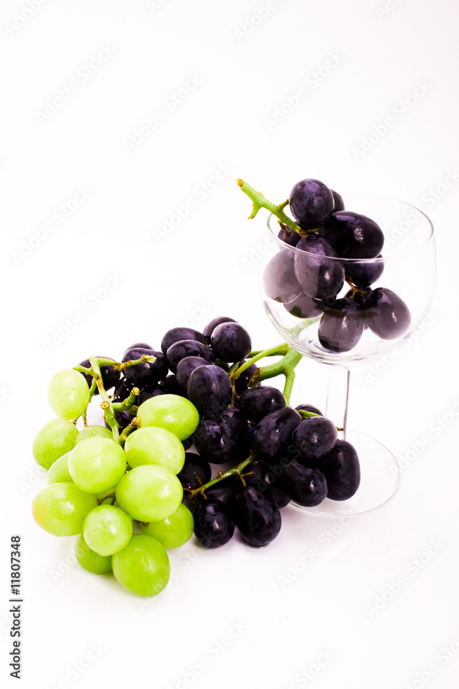 wine glass with grapes