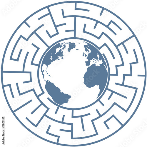 Planet Earth in Radial Maze World Puzzle
