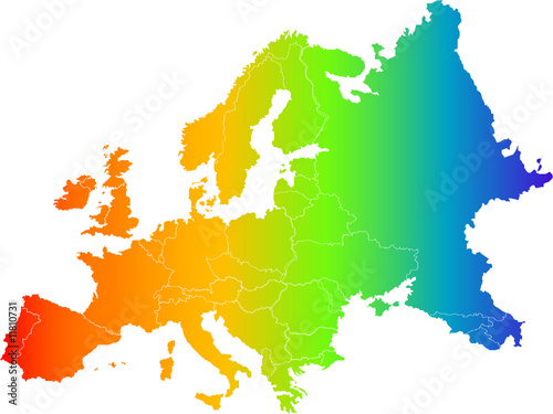 Abstract europe  color vector map on white