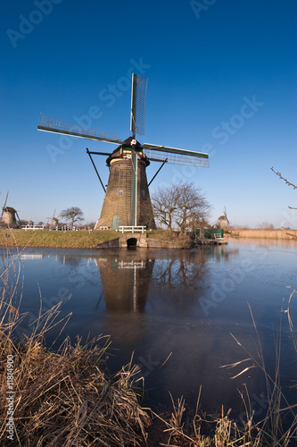 beautiful windmill landscape at kinderdijk