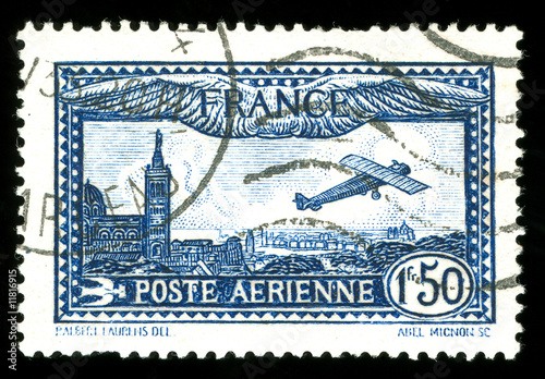 vintage French aircraft stamp from the art deco period
