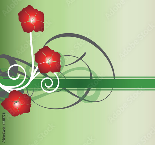 barre floral vert et rouge