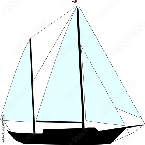 sailing boat silhouette - vector