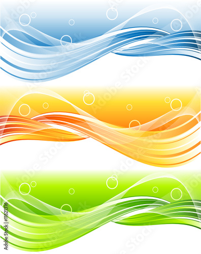 vector header with wavy lines in three color variations