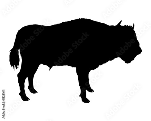 Bison dargestellt in Form einer schwarzen Silhouette