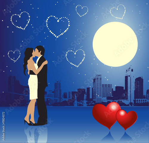 Valentine day, urban scene, couple