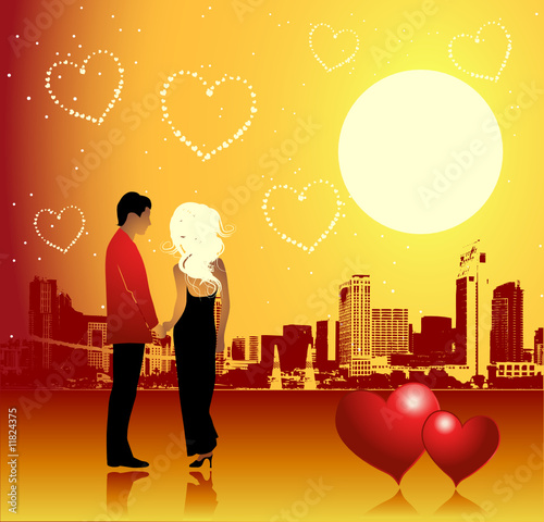 Valentine day, urban scene, couple