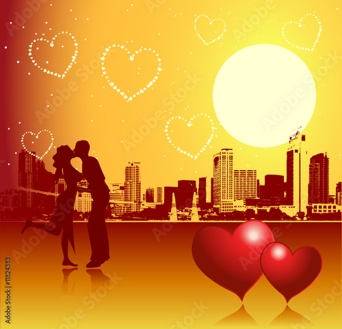 Valentine day, urban scene, couple