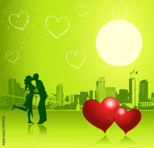 Valentine day, urban scene, couple