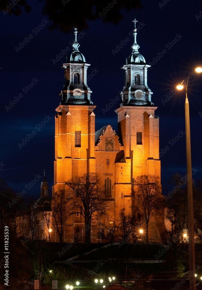 Fototapeta premium Gniezno Cathedral by night