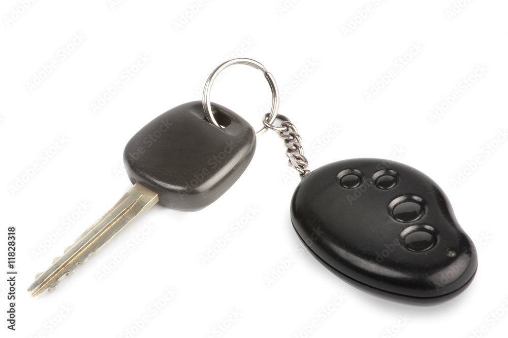 Car key with remote control isolated over white background Car key with remote control isolated over white background