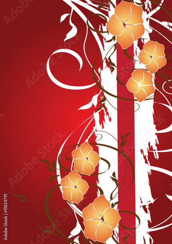 barre floral liserons rouge et blanc