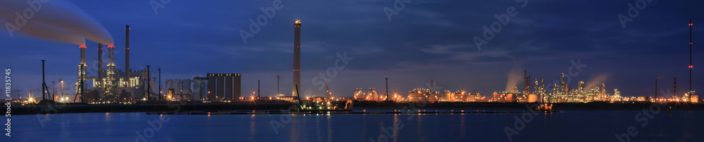 Refinery at night panorama