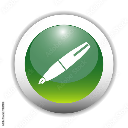 Glossy Pen Sign Icon Button