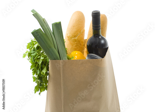 closeup of grocery bag