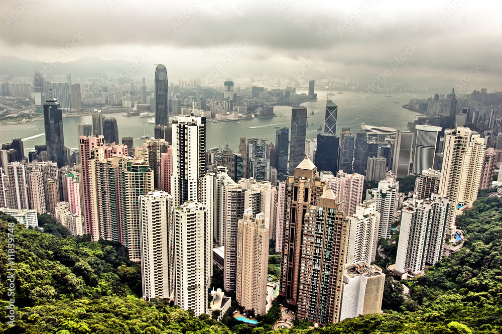 Obraz premium Cityscape of Hong Kong from Victoria Peak, China