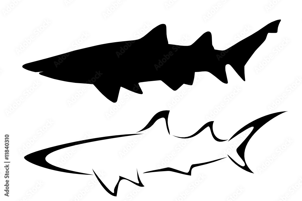 Fototapeta premium Set of two tribal shark tattoos