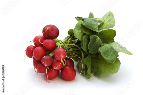 bunch of radishes isolated on white