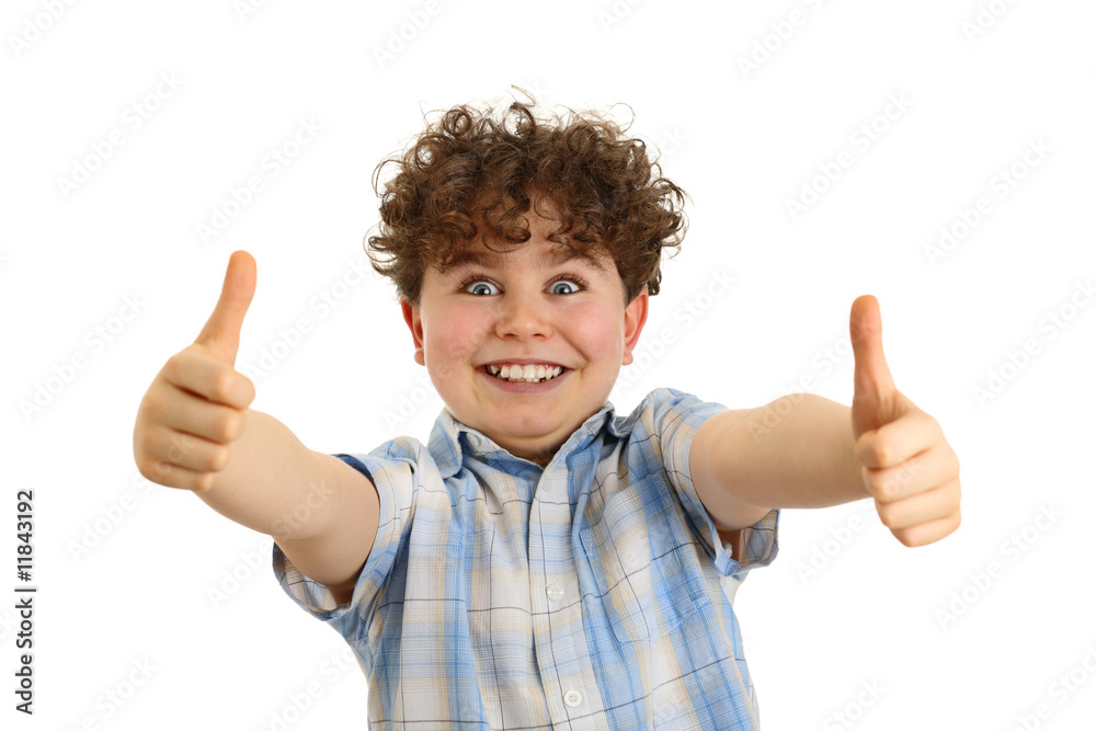 Boy showing OK sign isolated on white Boy showing OK sign isolated on white