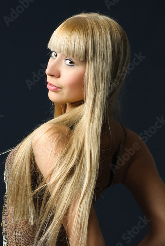 young woman with luxurious blond hair