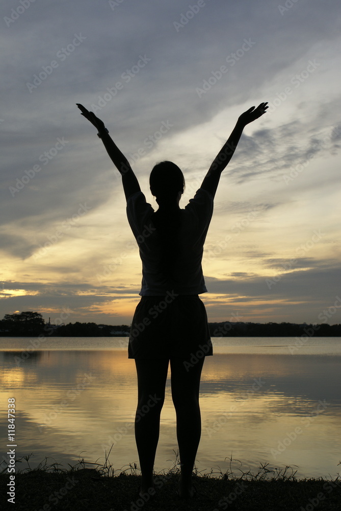 Fototapeta premium Early morning lady exercise