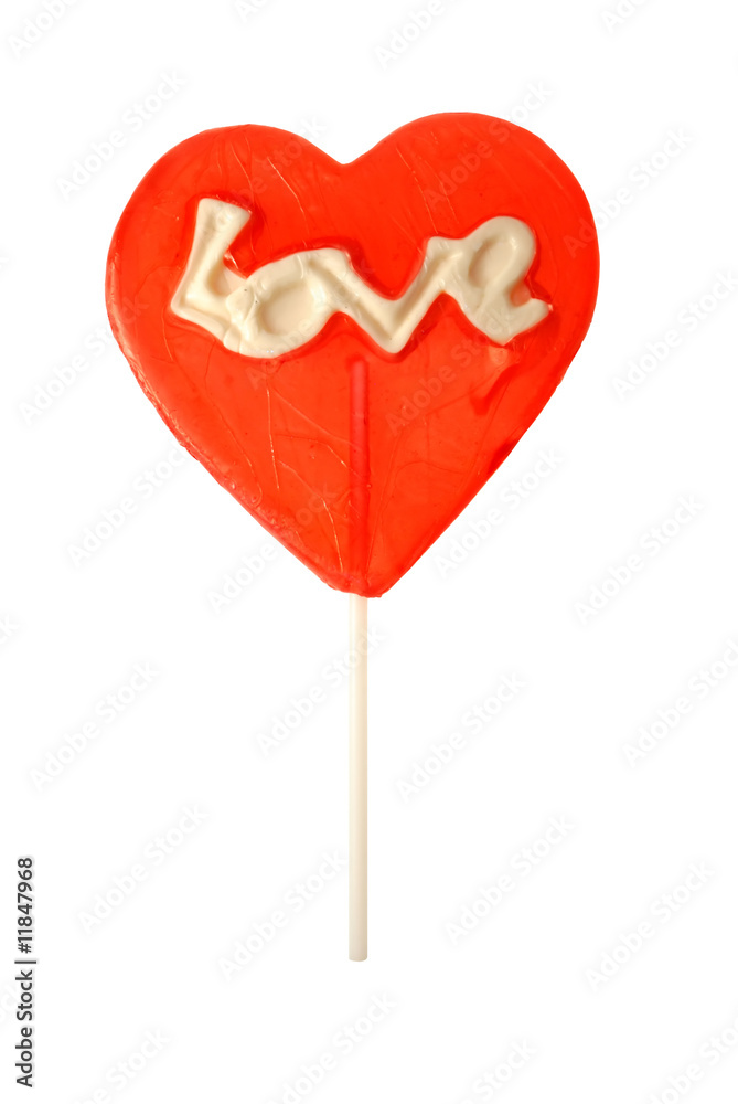 Valentine`s day red candy with word love 1