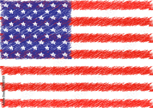 American flag scribble