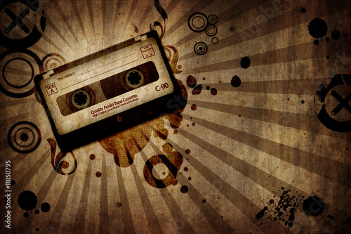 grunge texture background with music cassete