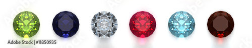 Gems isolated on white background