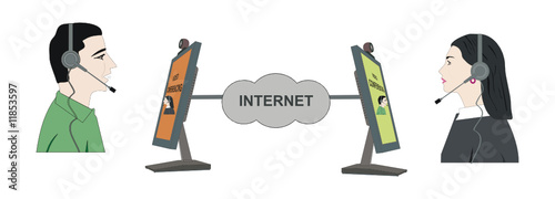 Vector Internet Video Conferencing Illustration