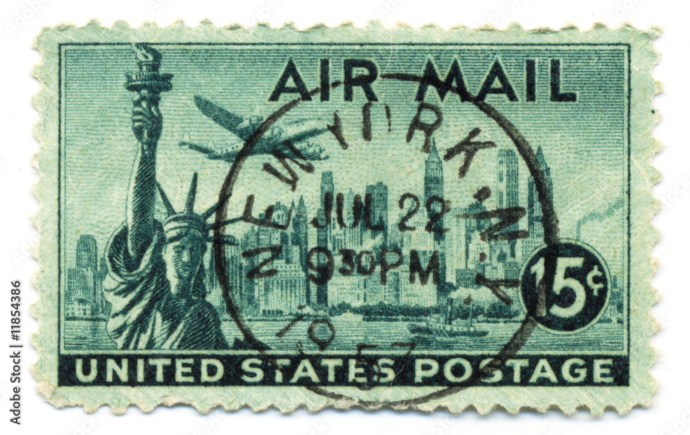 Old postage stamp from USA 15 cents New York 22 jul 1957 Stock-bilde |  Adobe Stock