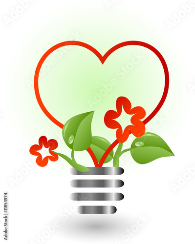 Heart in lightbulb - vector illustration
